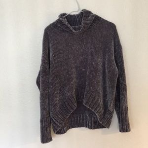 Cropped High-Low Turtleneck Sweater